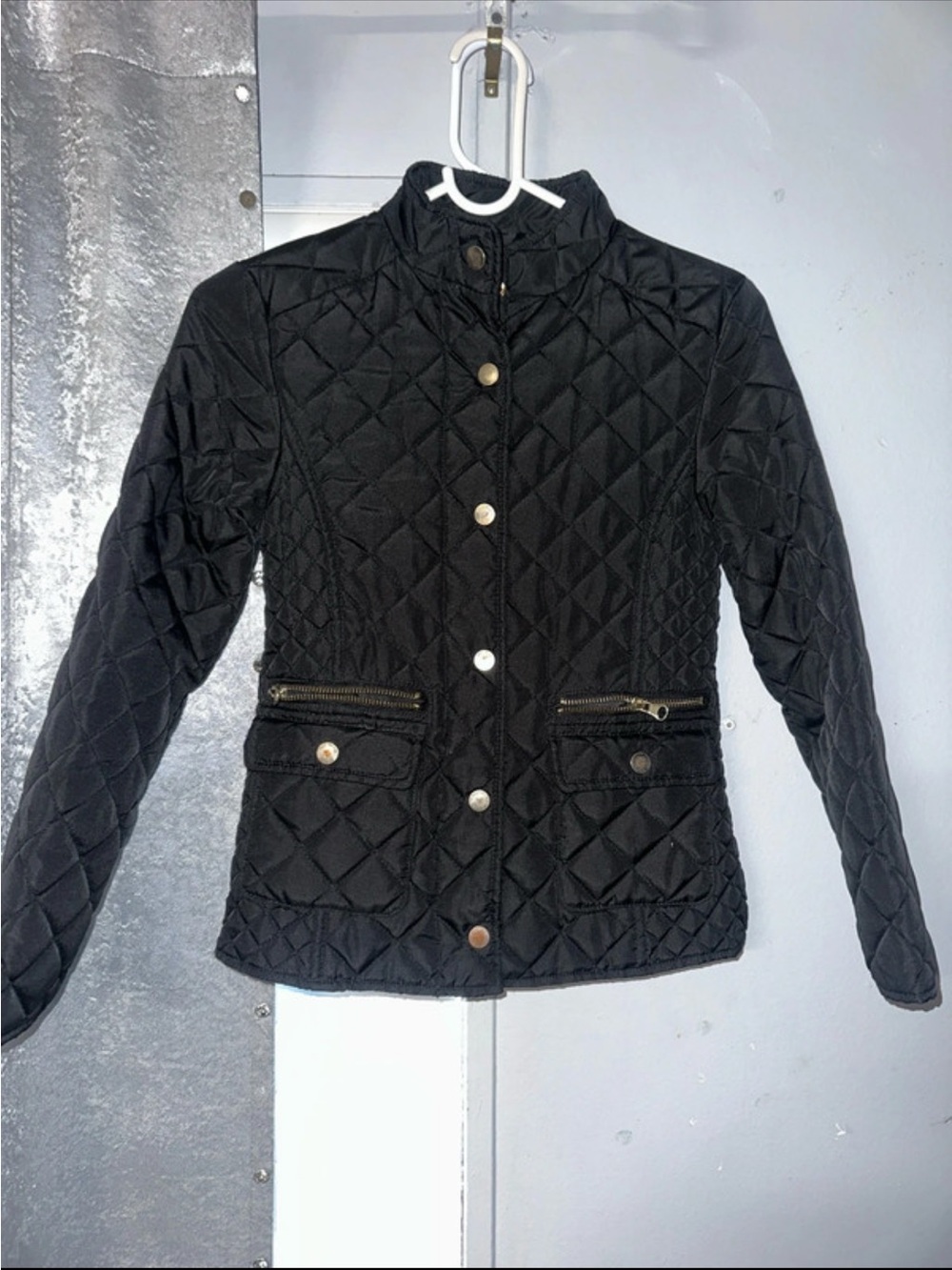 Me Jane Black Quilted Utility Jacket with Zip Pockets